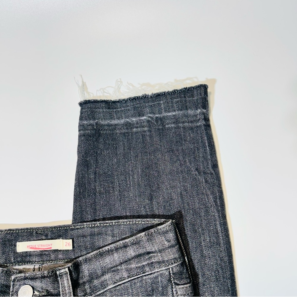 Levi's jeans Wedgie Buttonfly Straight leg jeans dark gray black women size 25 - Picture 8 of 11